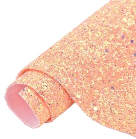 PU läder paljetter Tyg Lakan | Flerfärgad 20x34 cm DIY-hantverk: Sparkle PU-lädertyg(Champagne Ab)