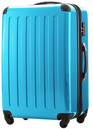 HAUPTSTADTKOFFER - Alex - Valise Rigide Grande Bagage Trolley 4 Roues, TSA, 75 cm, 119 litres, Bleu Cyan