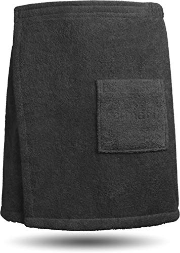 normani Herren Saunakilt aus 100% Bio-Baumwolle Saunatuch 160x50 cm Saunahandtuch für Männer Farbe Schwarz Größe 160 cm x 50 cm