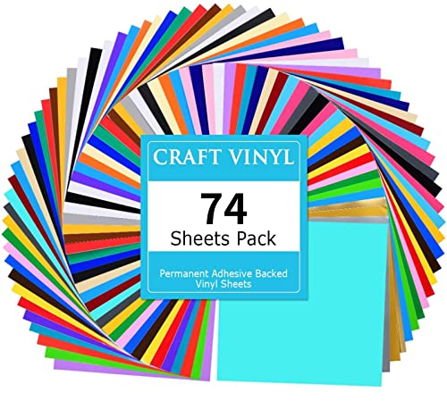 Lya Vinyl Vinylfolie Plotter für Cricut, 72+2 Stück Glänzendes Plotterfolie Vinyl für DIY-Geschenke, Tasse, Fenster, Keramik, Kunststoff