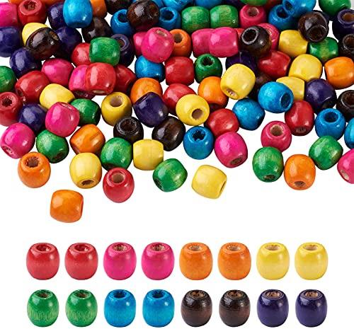 Craftdady 240 Stück Fassperlen aus Naturholz, runde Rondelle-Trommelperlen, Dreadlock-Perlen für Haare, 16-17 mm, Loch: 8 mm, für Makramee, Schmuck, Bastelprojekte