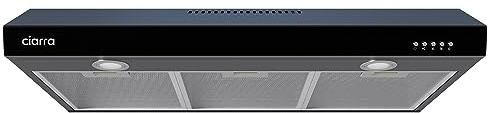 CIARRA Black Range Hood 30 inch Under Cabinet Ductless Ducted Convertible, Slim Kitchen Stove Vent Hood with 3 Speed Exhaust Fan