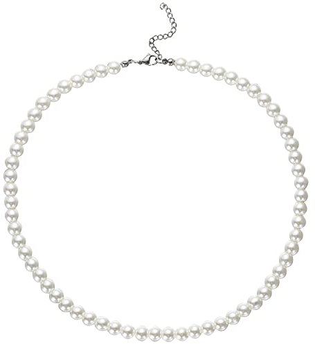HSWYFCJY Perlenkette Damen Weiß 8mm Runden Perlen Halskette Länge 45cm Faux Perlen kette Choker Halskette für Damen und Mädchen