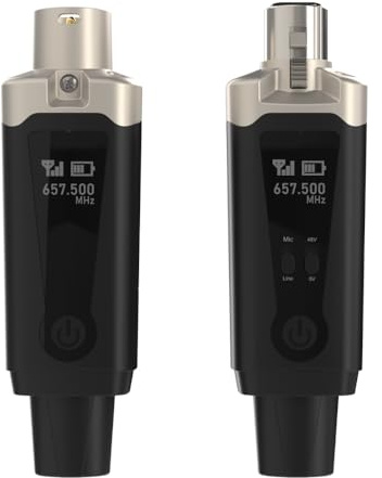 AirSync - Wireless XLR Transmitter and Receiver, UHF Wireless Microphone System for 150ft Range, Rechargeable Wireless Microphone Adapter for Dynamic & Condenser Microphones, Mixers, PA System, USB-C