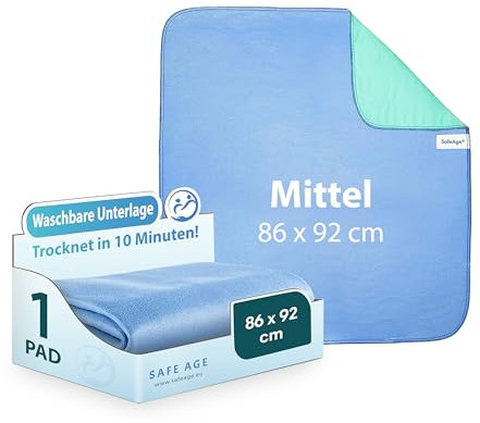 Safe Age® Inkontinenzunterlage waschbar - 86x92cm, Inkontinenz Bettunterlage für Erwachsene, Kinder und Haustiere, wasserdichte Matratzenauflage