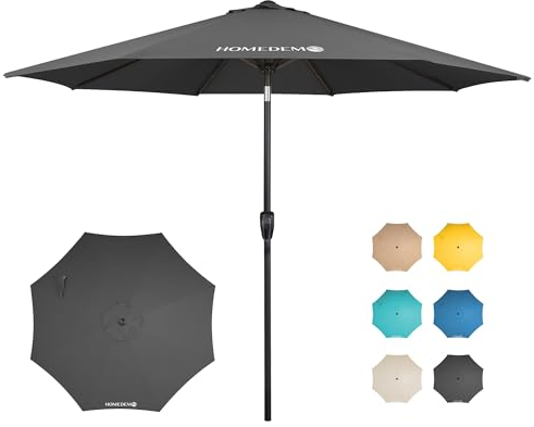HOMEDEMO Parasol de Jardin Exterieur, Protection UV50+, pour Terrasse, Balcon, Piscine, Patio, 2.7m, Gris Foncé