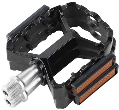Fahrradpedale MTB aus Alu,Fahrradpedale mit reflektierenden Streifen,rutschfeste CNC-Aluminium-Fahrradplattform, 9/16 Zoll Pedale für Rennrad, MTB, E-Bike