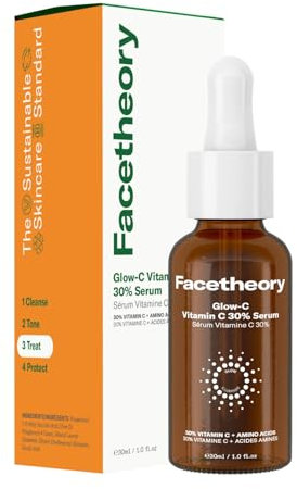 facetheory Glow-C Vitamin C 30% Serum (Unscented) - Pro-Strength Vitamin C Serum for Face - Skin Brightening, Firming & Anti Aging Serum (30 ml)