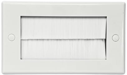 Evoges Brush Faceplate White Brushplate Wall Plate (Pack of 1, 2 Gang Double)