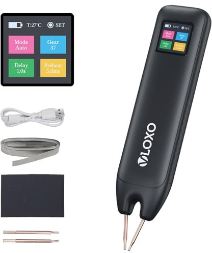 VLOXO Soldador por Puntos de Batería 99 Niveles Modo Automático y Manual Soldadura por Puntos de Mano con Pantalla LCD Tipo C Recargable para Baterías 18650 Lámina de Níquel