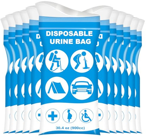 SZTJHN 30.4 Fl Oz Disposable Urine Bags for Men, 12 Pcs Urine Bag, Pee Bags for Travel for Women, Larger Portable Urinal, Pee Bag, Vomit Bags, Road Trip Essentials Camping, Car Emergency Kit