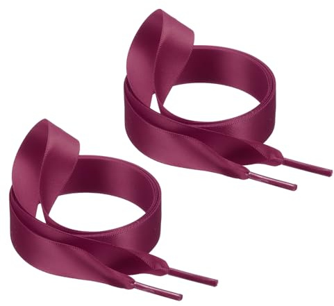 QUARKZMAN Cordones de cinta de satén de 55, cordones planos de seda de 3/4 de ancho, cordones de zapatillas de seda para niñas y mujeres, decoración de zapatos, rojo vino