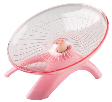 Tabanzhe Flying Saucer Hamster Wheel,Silent Spinner Non Slip Exercise Wheel Stable Pets Run Wheels for Small Pets Guinea Pig Chinchilla Gerbils Mice(Pink)