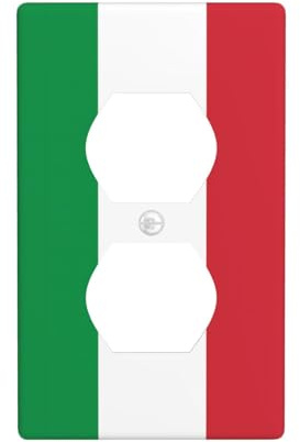 Phayah Placa de pared dúplex con patrón de bandera italiana, tamaño estándar, policarbonato termoplástico, tapas de enchufe dobles