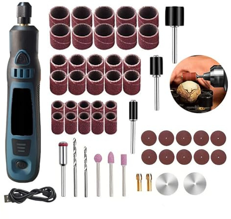 Set di strumenti per incisore elettrico senza fili, include 54 allegati, velocità regolabile, design portatile per progetti artigianali di gioielli, penna ricaricabile per incisione con controllo