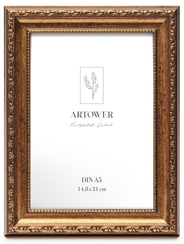 Artower Cornice portafoto in stile barocco, formato DIN A5, 15 x 21 cm, piccola, vintage, antica, con vetro acrilico, cornice in plastica per foto, poster, disegni per bambini, parete fotografica