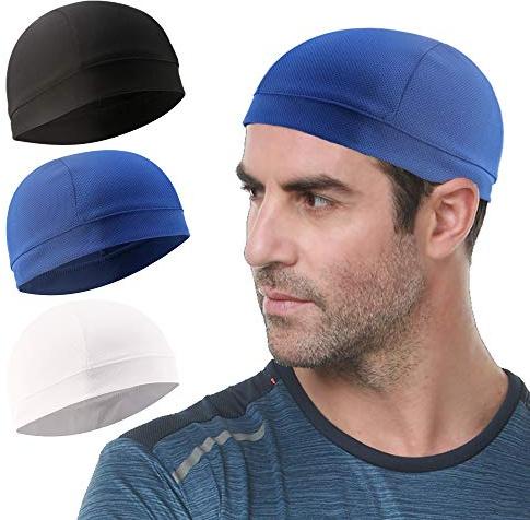 WSHSTS 3 Pack Cooling Skull Cap Helmet Liner Sweat Wicking Cycling Running Hat for Men Women