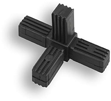 1 connecteur pour tube carré raccord de tuyau croix avec sortie plastique/polyamide noir (20 x 20 x 1,5 mm, 4 broches)