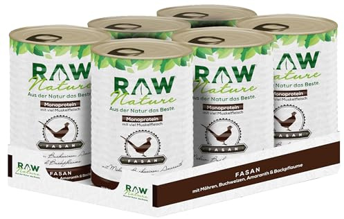 RAW Nature | Våtfoder för hundar | kornfritt | monoprotein | hög kötthalt | helfoder (ren fasan, 400 g (6-pack)