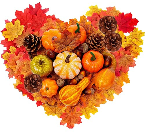 FDDU Calabazas Decoracion Otoño, 50 Piezas Calabazas Artificiales Decoracion Otoño, Artificiales Calabaza, Juego de Decoracion de Calabaza de Otoño para Cosecha Otoño Halloween Decoraciones