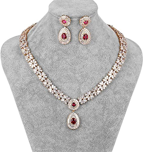 Smycken Cubic Zirconia CZ Crystal Tennis Halsband och örhängen Bröllop Smycken Set