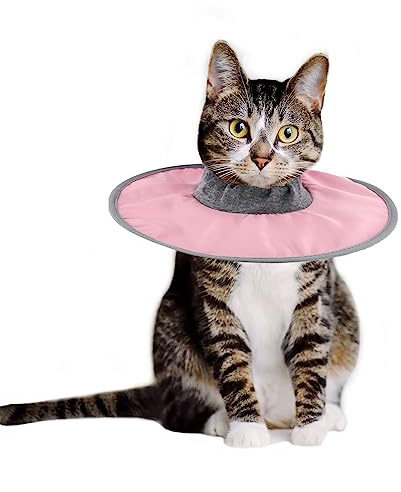 Cat Recovery Collar, Justerbart Skyddande Katthalsband Vattentätt Elisabethanskt Halsband för Katter Kattungar Valpar Efter Operation för att Sluta Slicka Sår (Rosa)