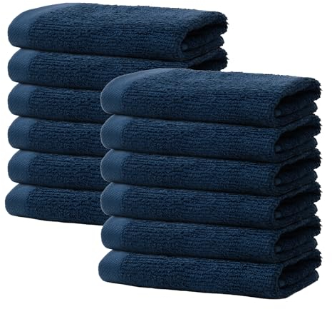 12 Stück Seiftücher 30x30 cm | Kleine Handtücher Set | Frottee Weich & Flauschig | 100% Baumwolle | Mini Frottier Washlappen Seiflappen | 500 g/m² | Oeko-Tex | Ôhm | Dunkelblau