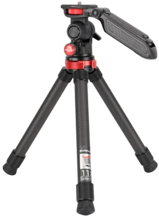 Koolehaoda Mini-Kamerastativ aus Kohlefaser, Tischstativ mit Handy-Halterung, 360°-Schwenk- und Neigekopf, leichtes und kompaktes Reisestativ, Desktop-Ständer für spiegellose Kamera und Smartphone