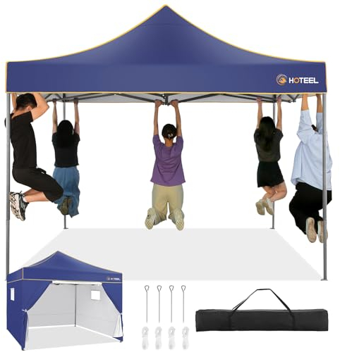 HOTEEL Faltpavillon Pavillon 3x3 Wasserdicht Stabil Winterfest Gartenpavillon, Pop Up Pavillon mit 4 Seitenwänden, Sonnenschutz Gartenpavillon für Hochzeit Camping mit Tasche, Navy Blau