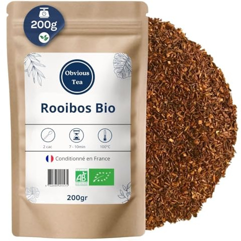 Organisk Rooibos Naturlig - Lös, Vegansk Infusion, 100% Naturlig, Icke-GMO - Organiskt Odlad - Tillverkad i Frankrike - 200g Påse (100 Koppar)