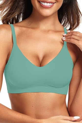 Vertvie Seamless Bras for Women Non Wired Comfort Wireless Push Up Bra Soft Support Full Coverage Everyday Bra Padded Zero Feel Bralettes (Mint Green,M)