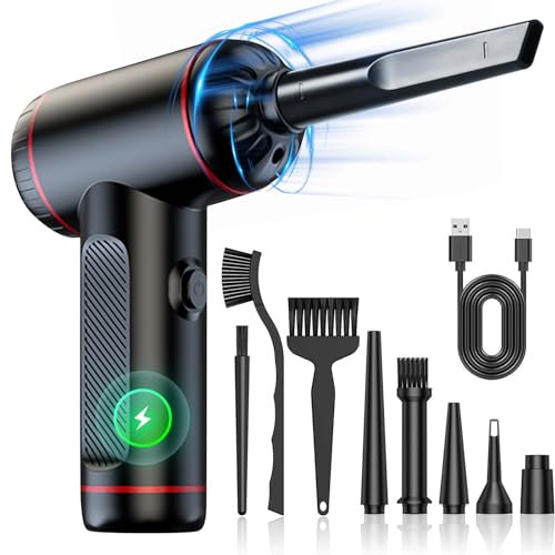 Druckluftspray Elektrisches Staubgebläse - Compressed Air Duster mit 3-Gang 91000 U/min, 6000mAh Akku, Reinigungsbürste und USB-Schnellladung - Ideal für Laptop, Tastatur, Auto, Elektronik, Bürogeräte