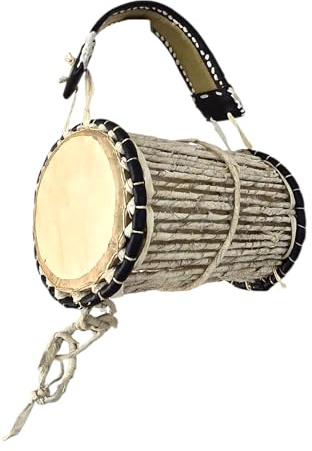 Lingoberry Handmade Talking Drum (Gangan) for Kids and Adults – Authentic Nigerian Yoruba Drum with Beater Stick – Traditional African Percussion Instrument. (Medium)