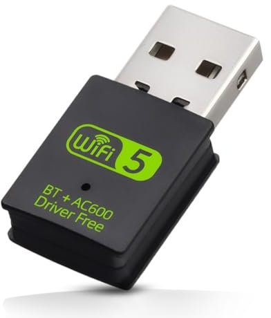 AC600 USB WiFi Dongle, 5GHz/2.4GHz Wireless Dual Band Adapter for PC Desktop Laptop, 600Mbps High-Speed WIFI Receiver, Bluetooth 4.2 Internet Dongle, Supports WindowsXP/7/8/8.1/10/11, Mac