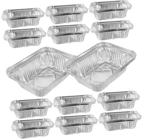 HEALSOPTHY 100 Stück Grill aus Alufolie grillzubehör Blechlaibpfannen Aluminiumpfannen klein kleine Folienpfannen tiefe Aluminiumpfannen kleine Aluminiumpfannen Aluminiumfolie Silver