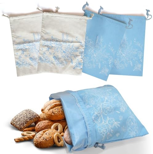4 sacchetti per pane in cera d'api con fodera interna in TPU per lievito, 43 x 31 cm, riutilizzabili per pane fatto in casa, borsa per il pane (+ W, 4 pezzi)