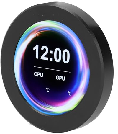 Hamwesh Pantalla de Visualización de AIO, Monitor de Temperatura de CPU en Tiempo Real con Rotación de 360 ​​Grados para el Refrigerador de Líquido de CPU 2.1in Panel LCD IPS para la Actualización