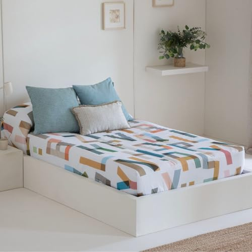 Lanovenanube Edredón Ajustable Abecede Cama 90 100% Algodón 150 g