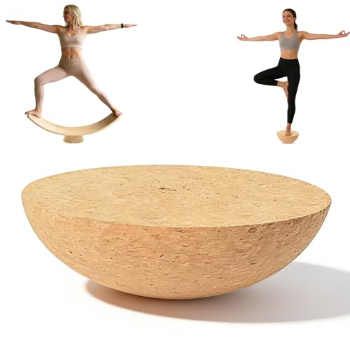 Tabla de equilibrio semiesfera, diámetro de 15 cm, altura de 7,5 cm, semiesfera de corcho, material natural, semiesfera de corcho de alta calidad para entrenamiento de equilibrio, fitness, yoga