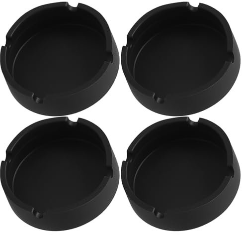 FIXOSHEE Cenicero Redondo Resistente al Calor Golpes de Silicona Negro Diseño Práctico y Multifuncional 4 Unidades para Hogar y Decoración de Mesa