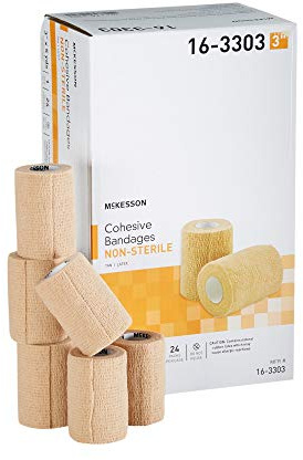 McKesson Cohesive Bandages, Non-Sterile, Contains Latex, 3 in x 5 yds, 1 Count, 24 Packs, 24 Total