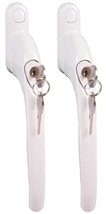 Lot de 2 poignées de fenêtre verrouillable Poignée de fenêtre de sécurité Sécurité Enfant Blanc