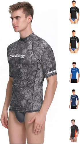 Cressi Herren T-shirt Rash Guard UV Sun Protection (UPF), Tarnung Schwarz , Gr. 50 (Herstellergröße:M/3)
