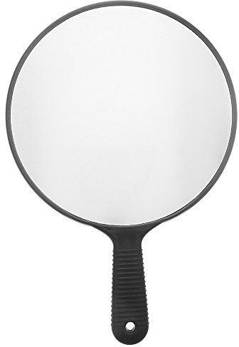 Großer Ø 26 cm Handspiegel Salon Friseur-Spiegel, Schwarz Hand-Spiegel Kosmetex, 1:1, Groß