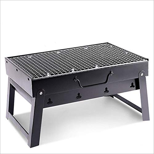 JTKDL träkolgrill rostfritt stål vikbar BBQ grill bärbar campinggrill utomhus picknickgrill fällbar grill med aktiv ventilation, 35 x 27 x 20 cm