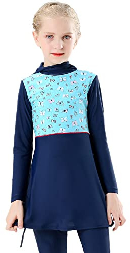 Trajes de baño musulmanes para niñas y niñas, trajes de baño modestos, burkini, cubierta completa, manga larga/manga corta, pantalones de baño de dos piezas, conjuntos de protección contra erupciones,