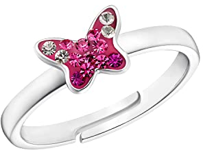Prinzessin Lillifee Kinderring 925 Sterling Silber Mädchen Kinder Ringe, mit Preciosa, Silber, Schmetterling, Kommt in Schmuck Geschenk Box, 2033999