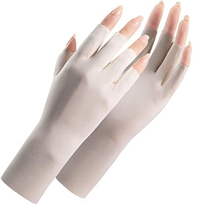 Jkapagzy Sommer-UV-Handschuhe, fingerlos, Halbfinger, atmungsaktiv, Sonnenschutz, dünn, UV-Strahlung, Halbfinger-Handschuhe, Fahren