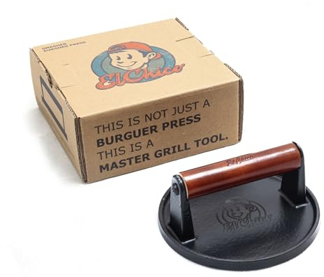 ElChico Pressa per Hamburger in ghisa – Ideale per Smash Burger ed Essere Il Master Chef del Barbecue ASIN: B0CN4S1Y18