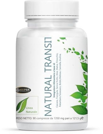 Hyper Natural Transit Lassativo Forte Naturale per Stitichezza - Contrasta Stipsi, Pancia Gonfia e Intestino Pigro | Favorisce la Regolarità Intestinale. 90 Compresse Made in Italy.